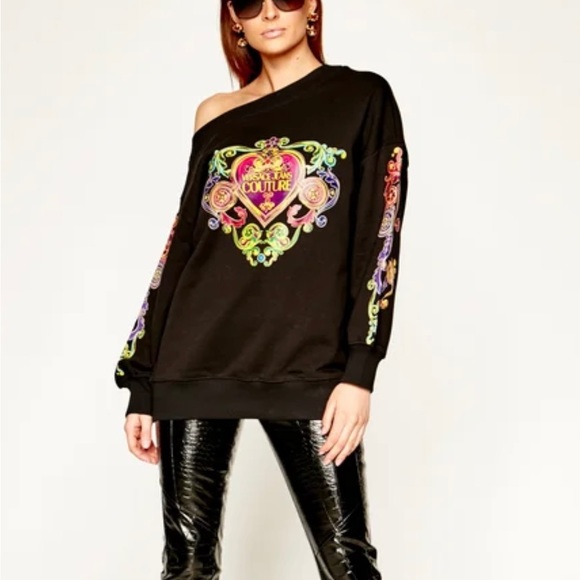 Versace jeans couture women’s Oversized logo print Sweatshirt SizeS - Picture 3 of 15